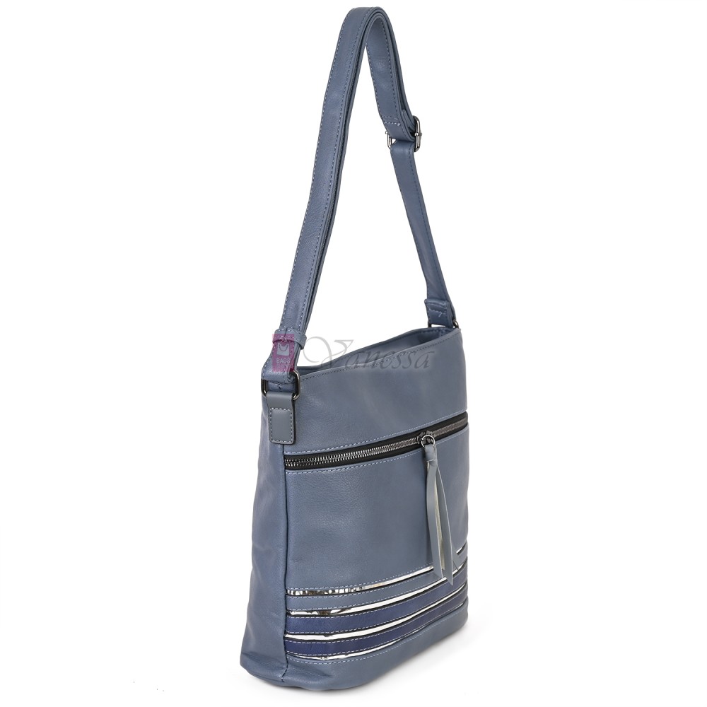 Дамска ежедневна чанта от висококачествена екологична кожа в син цвят Код: 7160