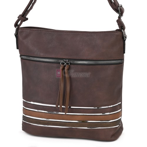 Дамска ежедневна чанта от висококачествена екологична кожа в тъмнокафяв цвят Код: 7160