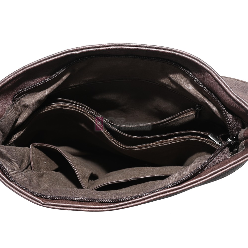 Дамска ежедневна чанта от висококачествена екологична кожа в тъмнокафяв цвят Код: 7160