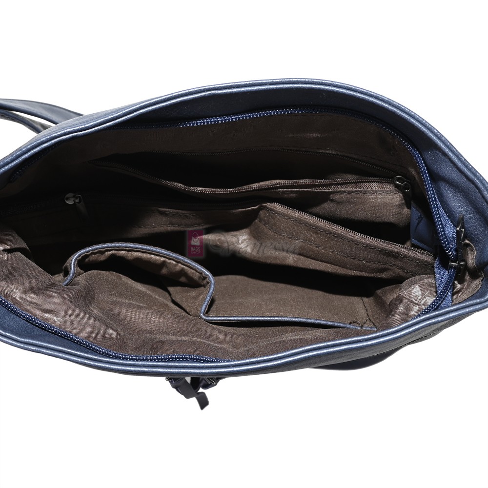 Дамска ежедневна чанта от висококачествена екологична кожа в тъмносин цвят Код: 7160