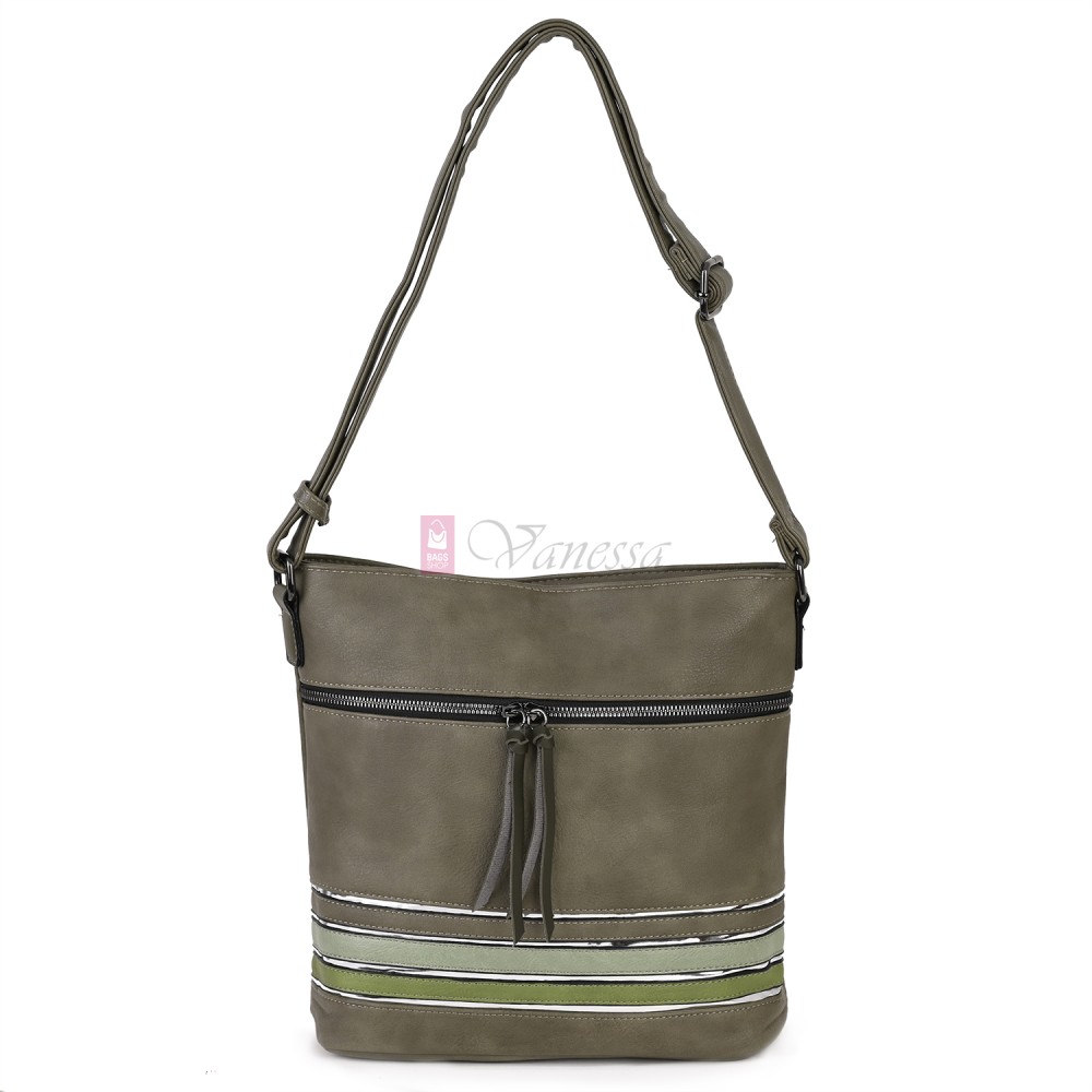 Дамска ежедневна чанта от висококачествена екологична кожа в зелен цвят Код: 7160