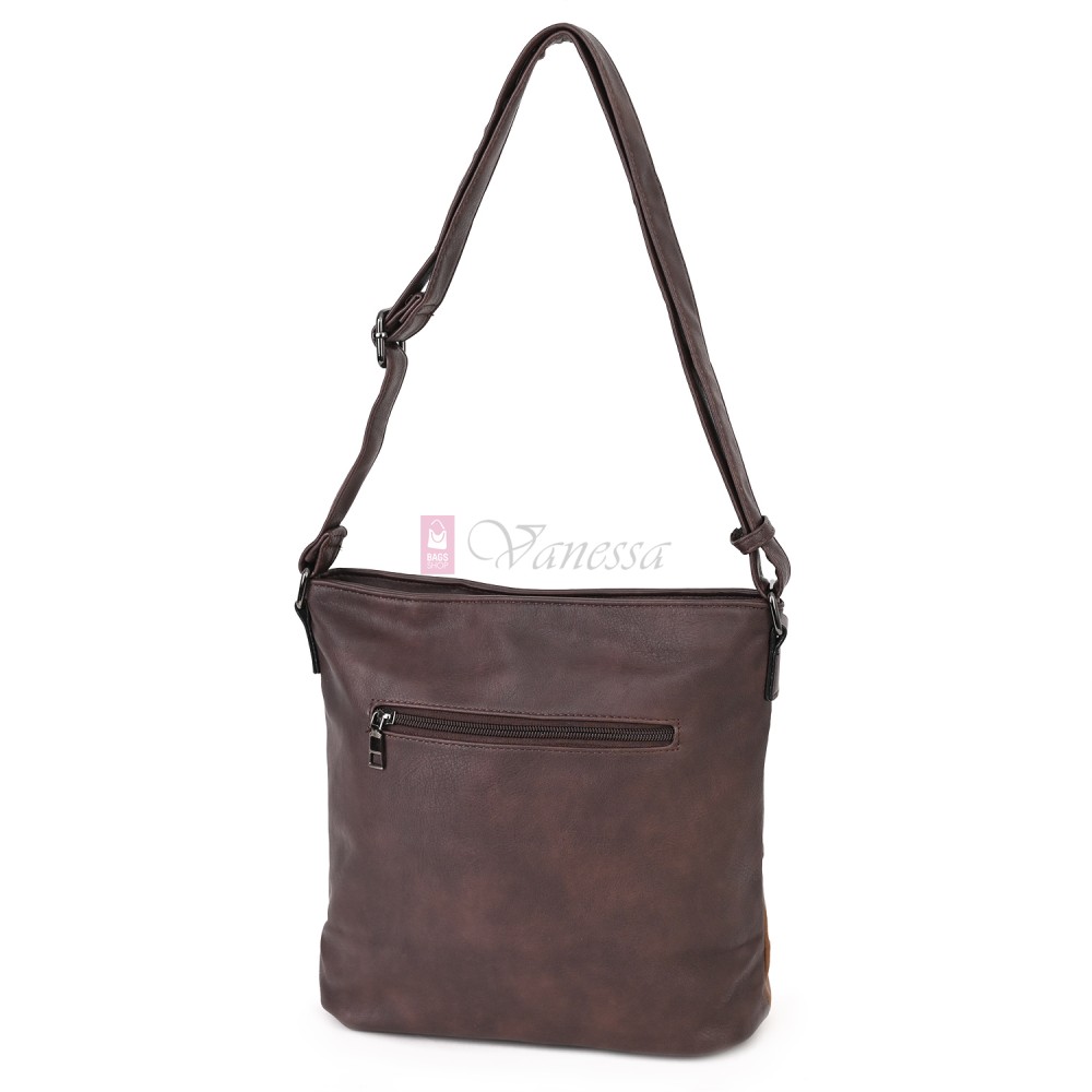 Дамска ежедневна чанта от висококачествена еко кожа, в тъмнокафяв цвят Код: 7163