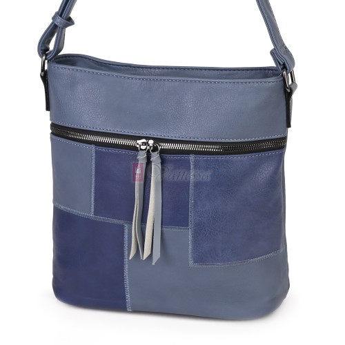 Дамска ежедневна чанта от висококачествена еко кожа, в син цвят Код: 7163