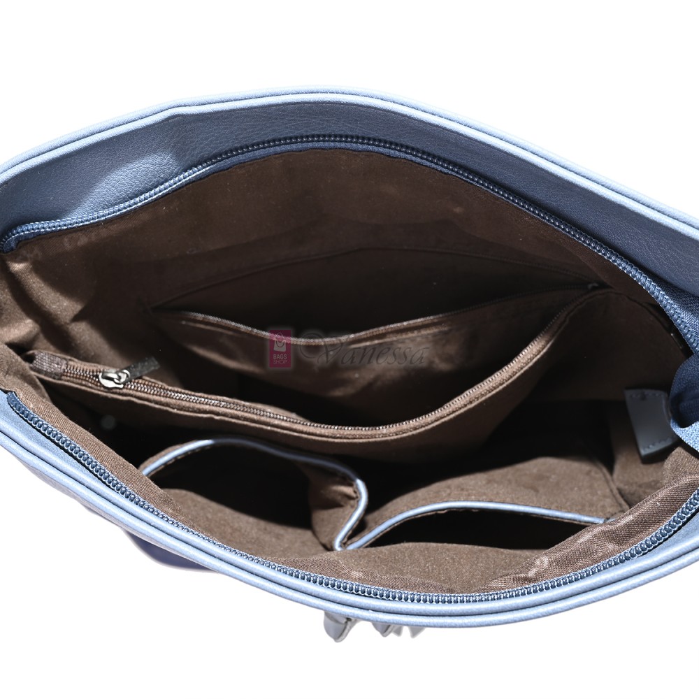 Дамска ежедневна чанта от висококачествена еко кожа, в син цвят Код: 7163