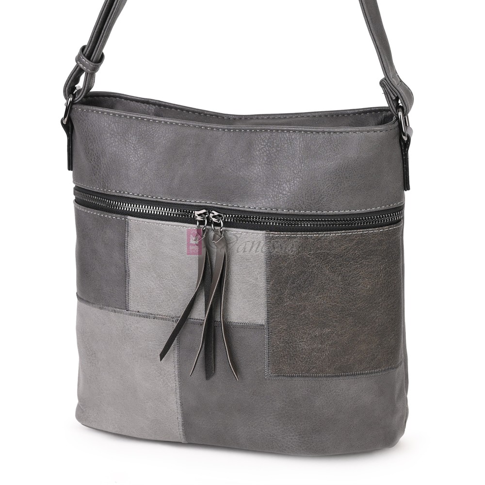 Дамска ежедневна чанта от висококачествена еко кожа, в сив цвят Код: 7163