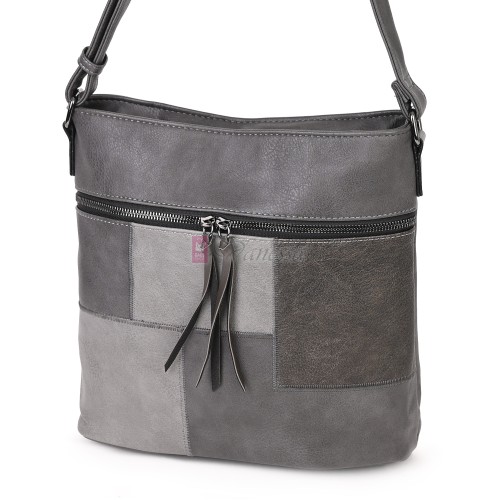 Дамска ежедневна чанта от висококачествена еко кожа, в сив цвят Код: 7163