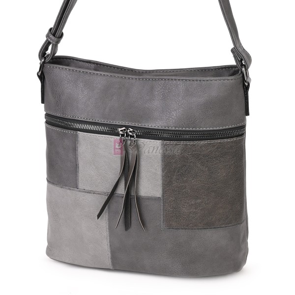 Дамска ежедневна чанта от висококачествена еко кожа, в сив цвят Код: 7163