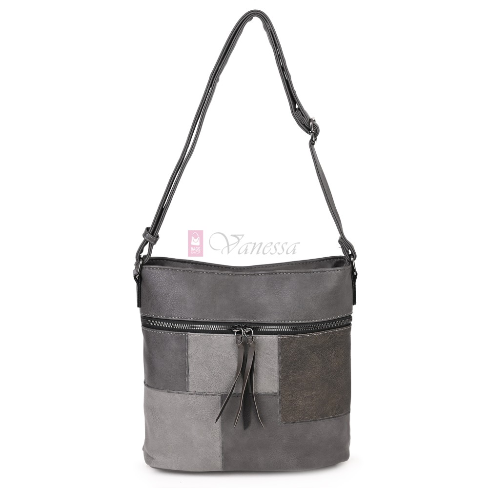 Дамска ежедневна чанта от висококачествена еко кожа, в сив цвят Код: 7163