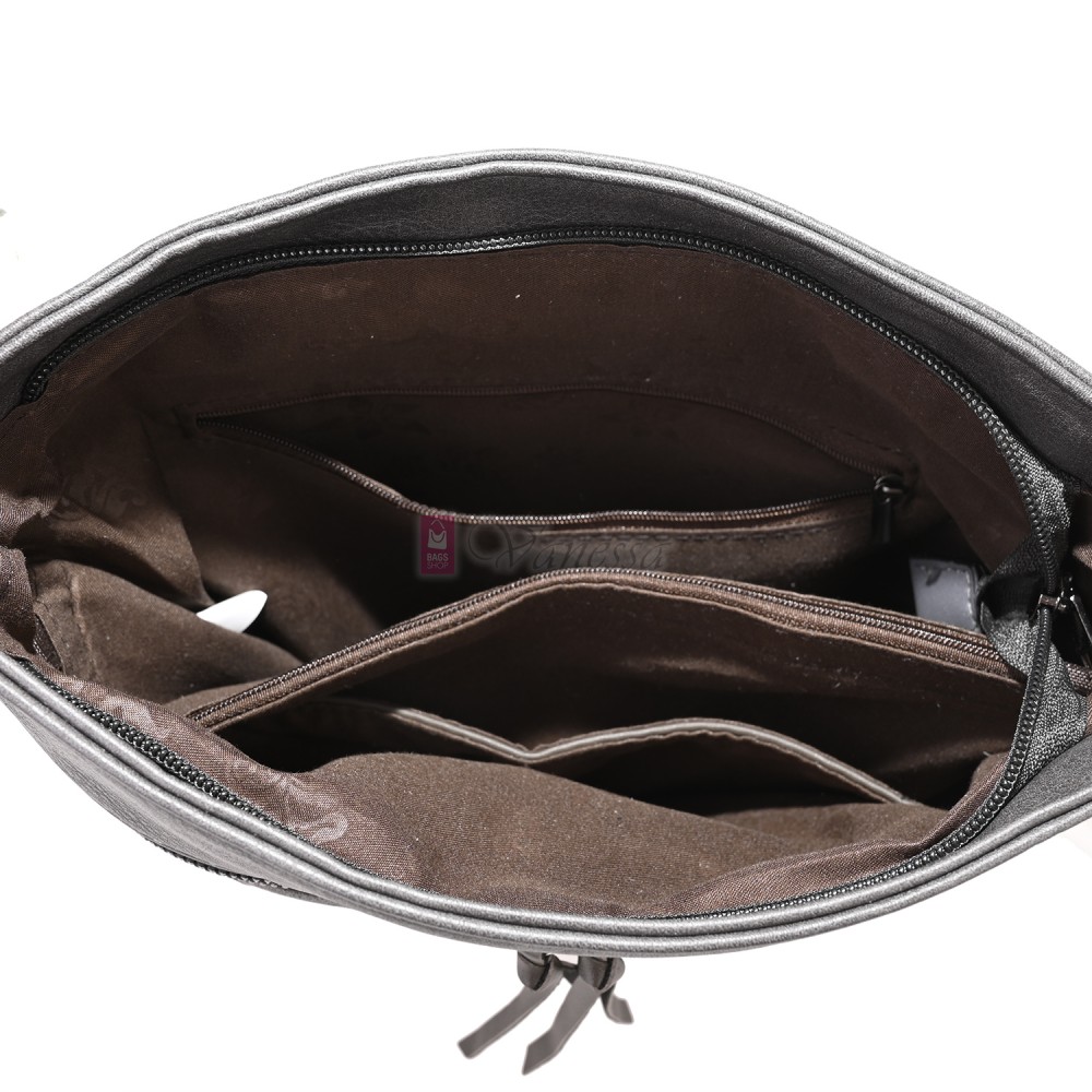 Дамска ежедневна чанта от висококачествена еко кожа, в сив цвят Код: 7163