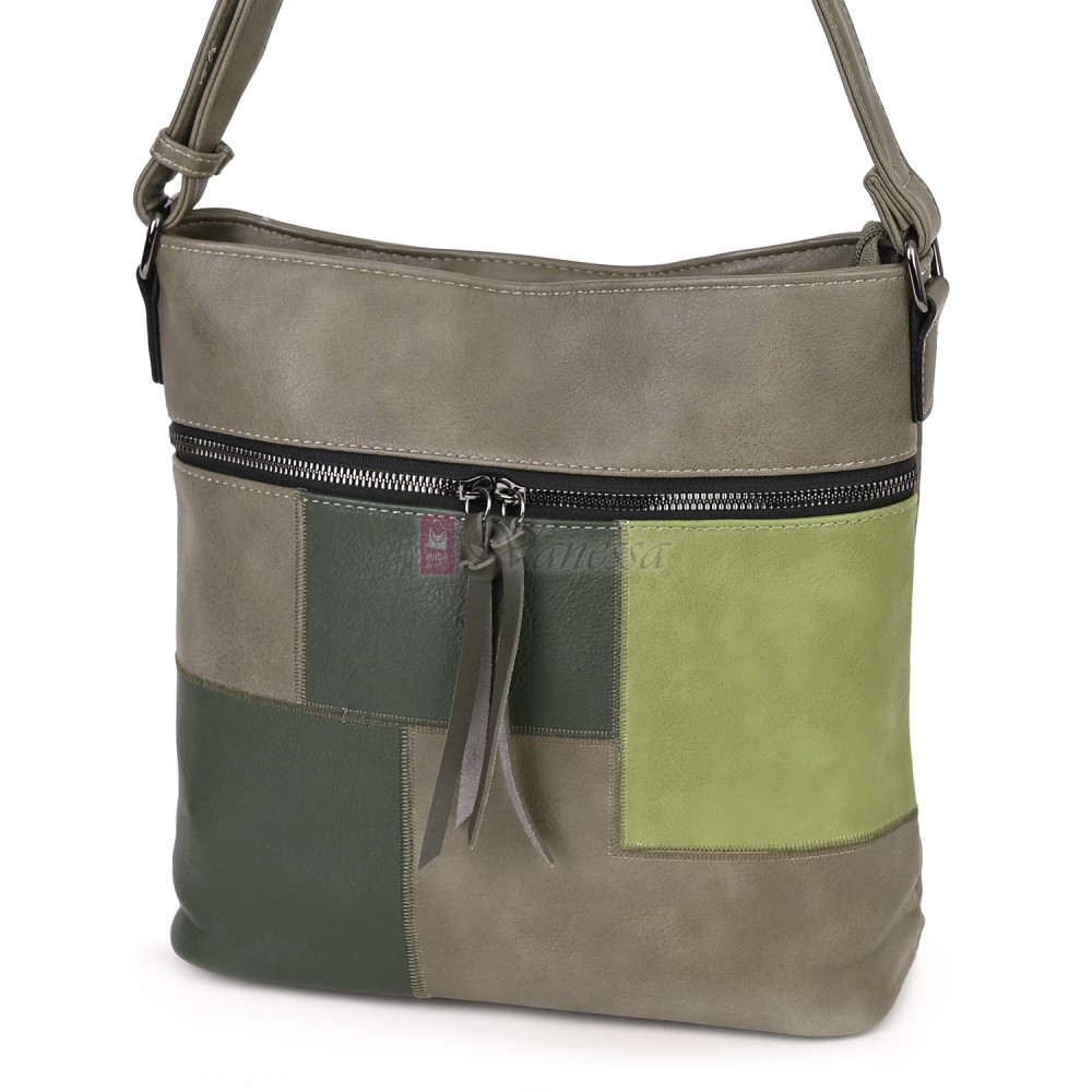 Дамска ежедневна чанта от висококачествена еко кожа, в зелен цвят Код: 7163