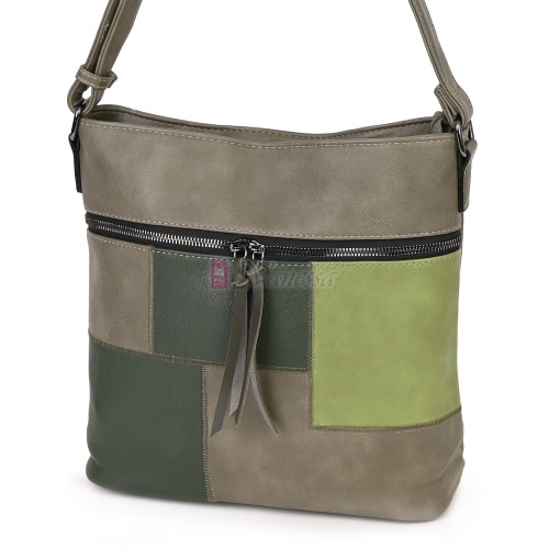 Дамска ежедневна чанта от висококачествена еко кожа, в зелен цвят Код: 7163