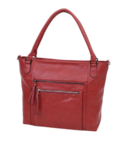 Дамска чанта от висококачествена еко кожа в червен цвят Код: 7181