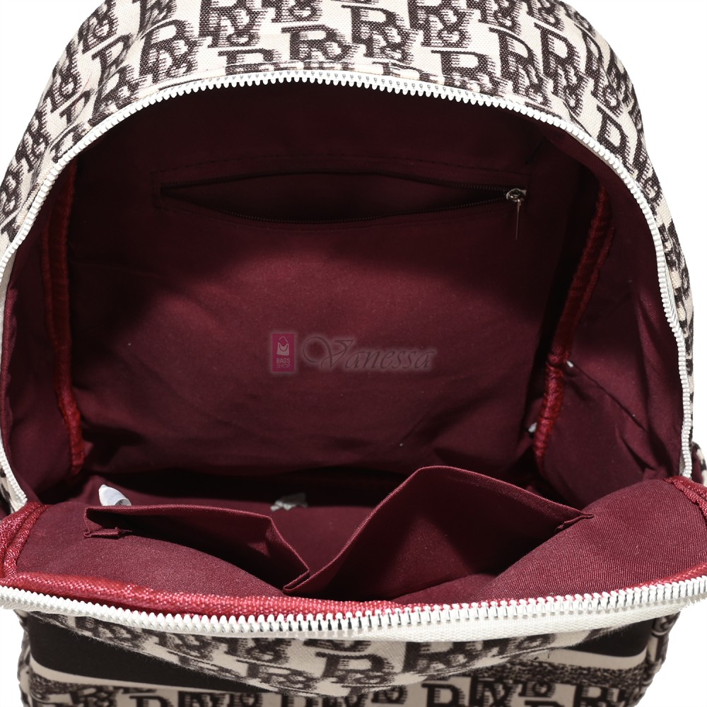 Дамска раница от текстил в кафяв цвят. Код: 7346