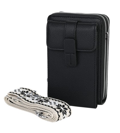 Малка дамска чанта/портмоне от еко кожа в черен цвят. Код: 742