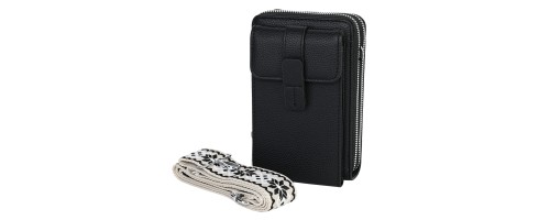  Малка дамска чанта/портмоне от еко кожа в черен цвят. Код: 742