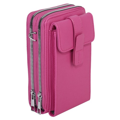 Малка дамска чанта/портмоне от еко кожа в цвят циклама. Код: 742