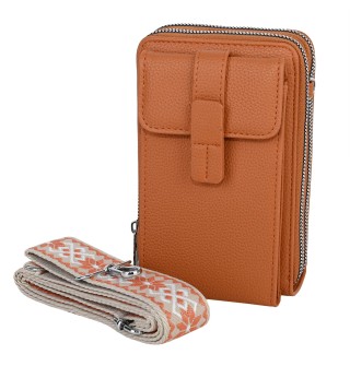  Малка дамска чанта/портмоне от еко кожа в кафяв цвят. Код: 742