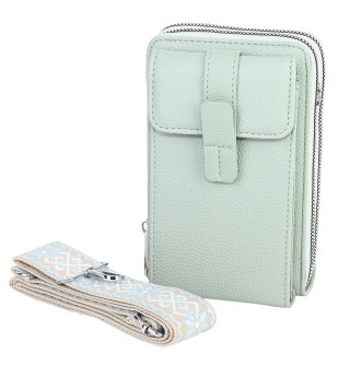  Малка дамска чанта/портмоне от еко кожа в светлозелен цвят. Код: 742