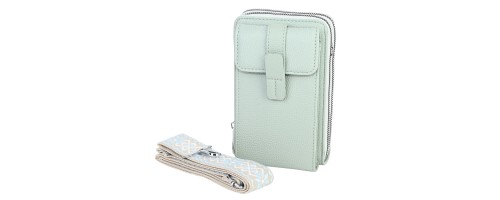  Малка дамска чанта/портмоне от еко кожа в светлозелен цвят. Код: 742