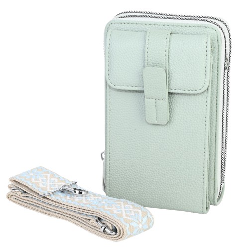 Малка дамска чанта/портмоне от еко кожа в светлозелен цвят. Код: 742
