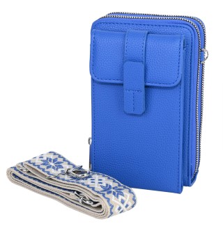  Малка дамска чанта/портмоне от еко кожа в син цвят. Код: 742