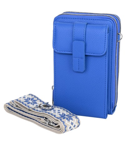  Малка дамска чанта/портмоне от еко кожа в син цвят. Код: 742