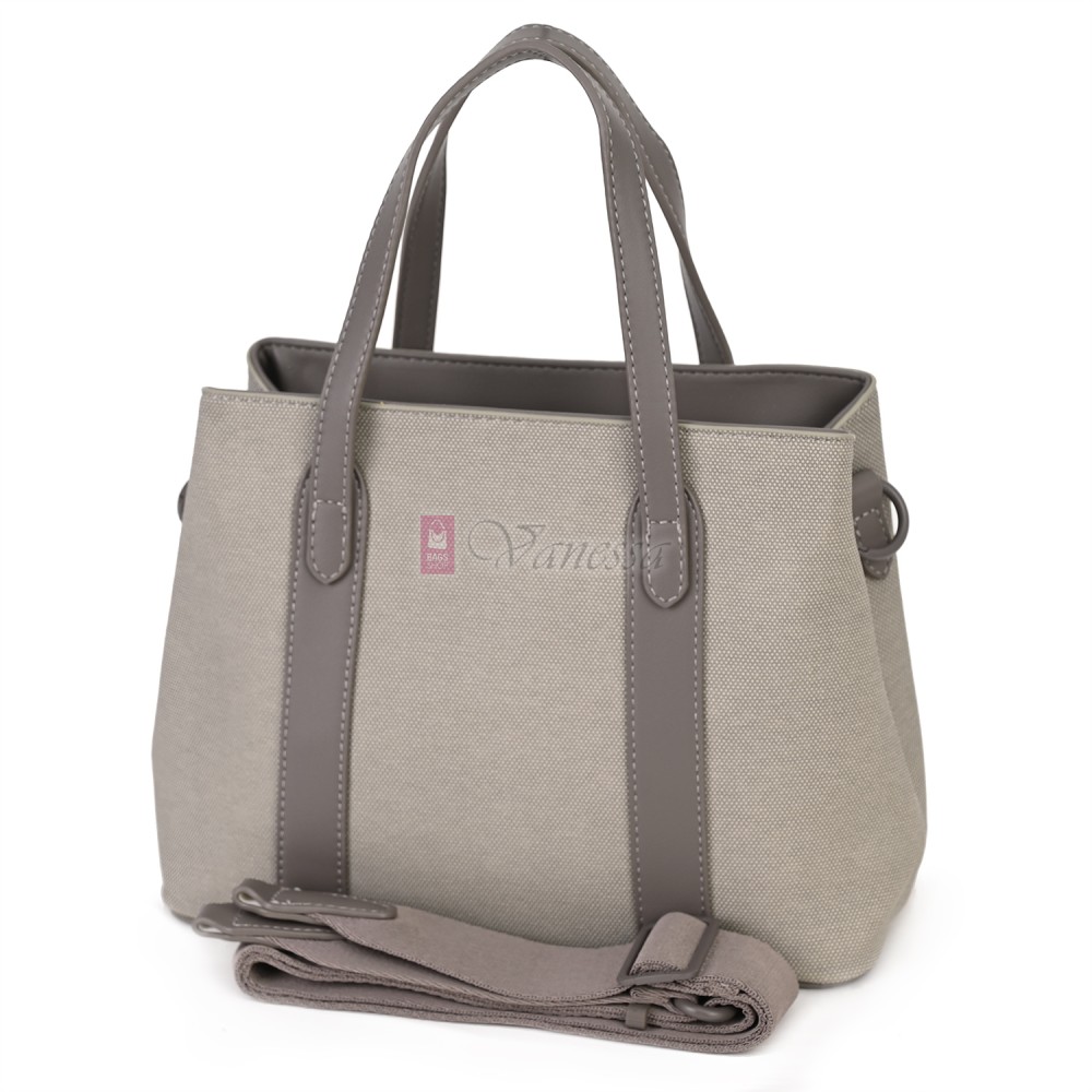  Дамска чанта от висококачествена еко кожа в сив цвят. Код: 7638