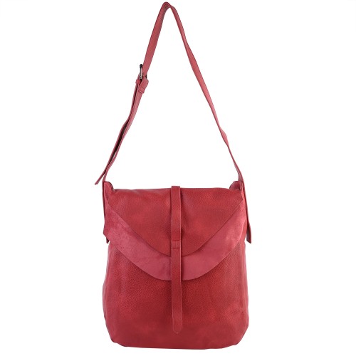 Дамска ежедневна чанта от висококачествена екологична кожа в червен цвят Код: 767