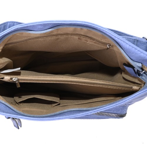 Дамска ежедневна чанта от висококачествена екологична кожа в син цвят Код: 7704