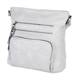 Дамска ежедневна чанта от висококачествена екологична кожа в сив цвят Код: 7704