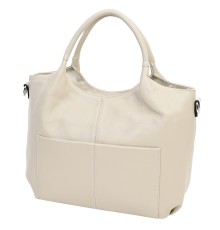 Дамска чанта от естествена кожа в бежов цвят. Код: 7777
