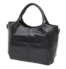 Дамска чанта от естествена кожа в черен цвят. Код: 7777