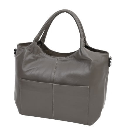 Дамска чанта от естествена кожа в тъмнокафяв цвят. Код: 7777