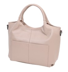 Дамска чанта от естествена кожа в цвят пудра. Код: 7777