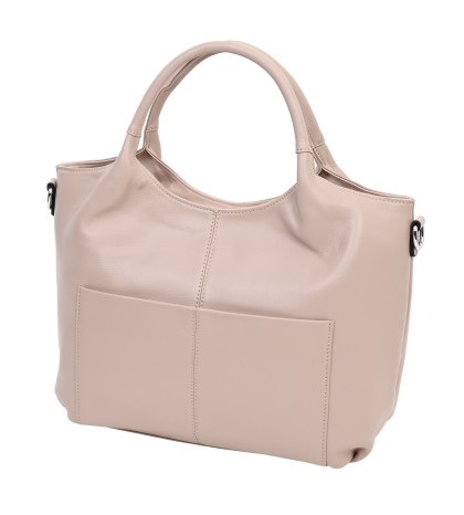 Дамска чанта от естествена кожа в цвят пудра. Код: 7777