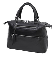 Дамска чанта от естествена кожа в черен цвят. Код: 7798