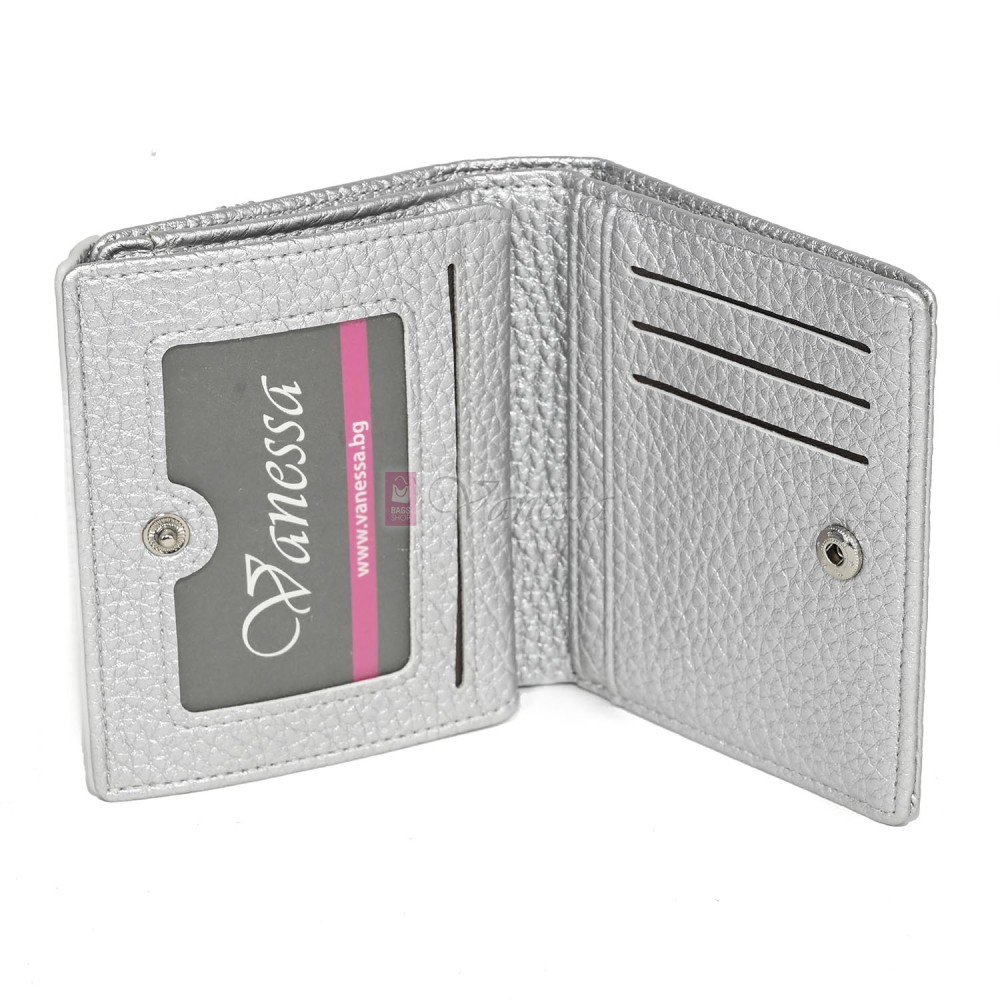 Малко дамско портмоне от еко кожа в сребрист цвят Код: 8001-5