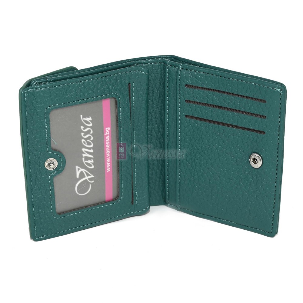 Малко дамско портмоне от еко кожа в зелен цвят Код: 8001-5