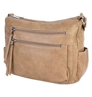 Дамска ежедневна чанта от висококачествена екологична кожа в бежов цвят Код: 8075