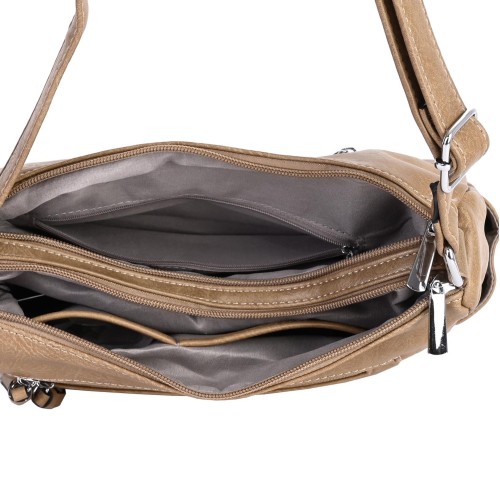 Дамска ежедневна чанта от висококачествена екологична кожа в бежов цвят Код: 8075