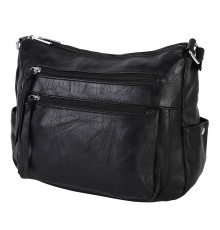 Дамска ежедневна чанта от висококачествена екологична кожа в черен цвят Код: 8075