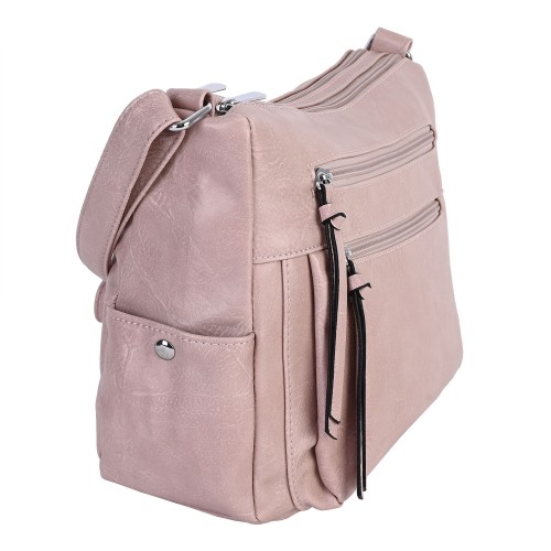 Дамска ежедневна чанта от висококачествена екологична кожа в розов цвят Код: 8075