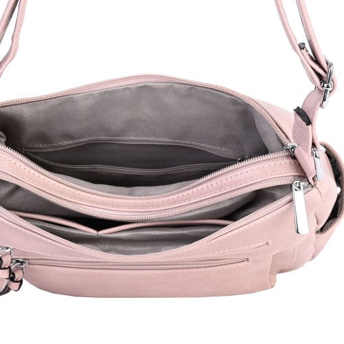 Дамска ежедневна чанта от висококачествена екологична кожа в розов цвят Код: 8075