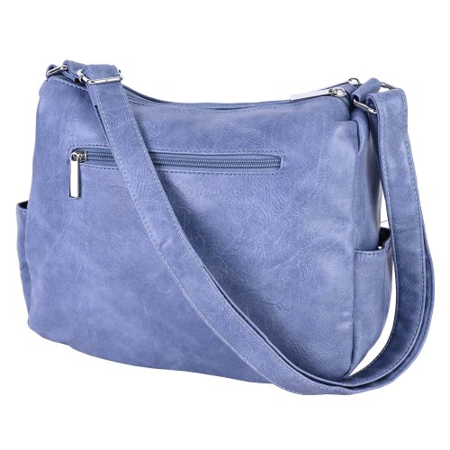 Дамска ежедневна чанта от висококачествена екологична кожа в син цвят Код: 8075