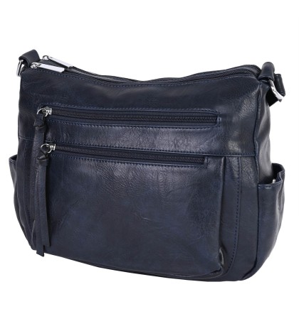 Дамска ежедневна чанта от висококачествена екологична кожа в тъмносин цвят Код: 8075
