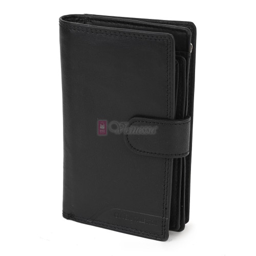 Средно дамско портмоне от естествена кожа, в черен цвят. КОД: 808.02