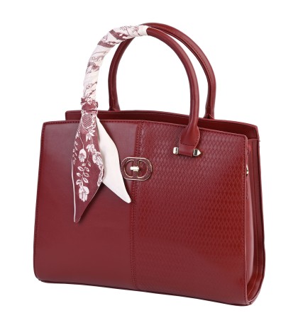 Атрактивна елегантна дамска чанта от еко кожа в тъмно червен цвят Код: 809