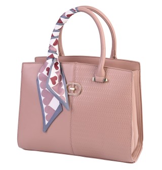 Атрактивна елегантна дамска чанта от еко кожа в цвят пудра Код: 809
