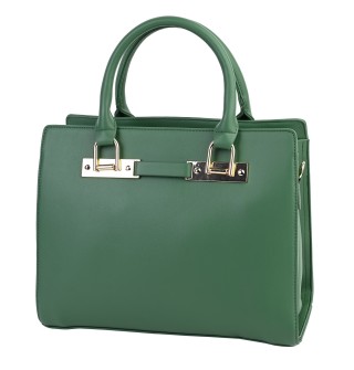 Атрактивна елегантна дамска чанта от еко кожа в зелен цвят Код: 809