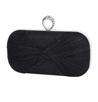 Вечерна дамска чанта от текстил в черен цвят. Код: 8109